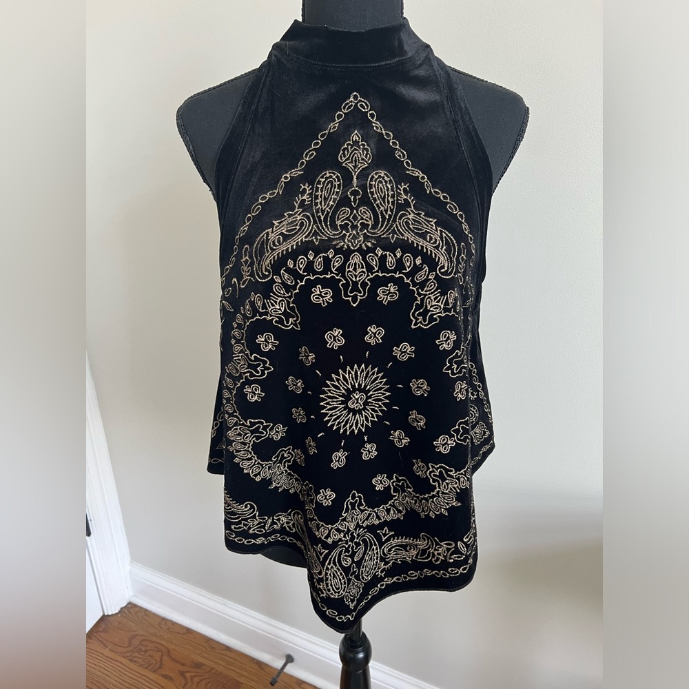 Free people black velvet top